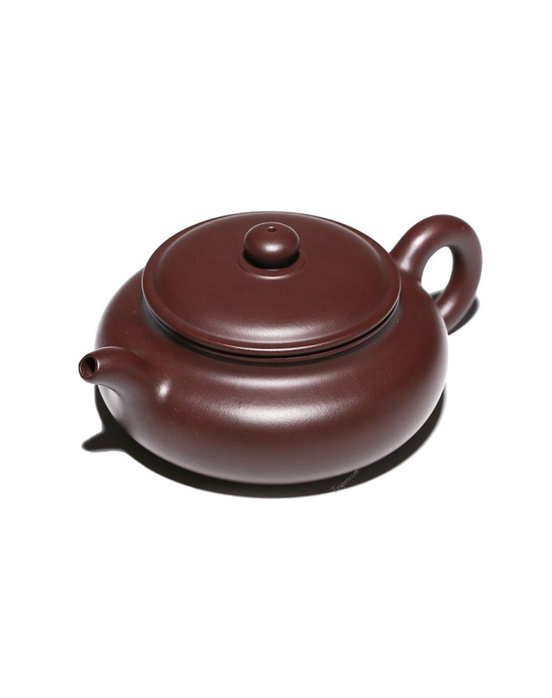 Wide Lid Flat Belly Purple Clay Tea Pot