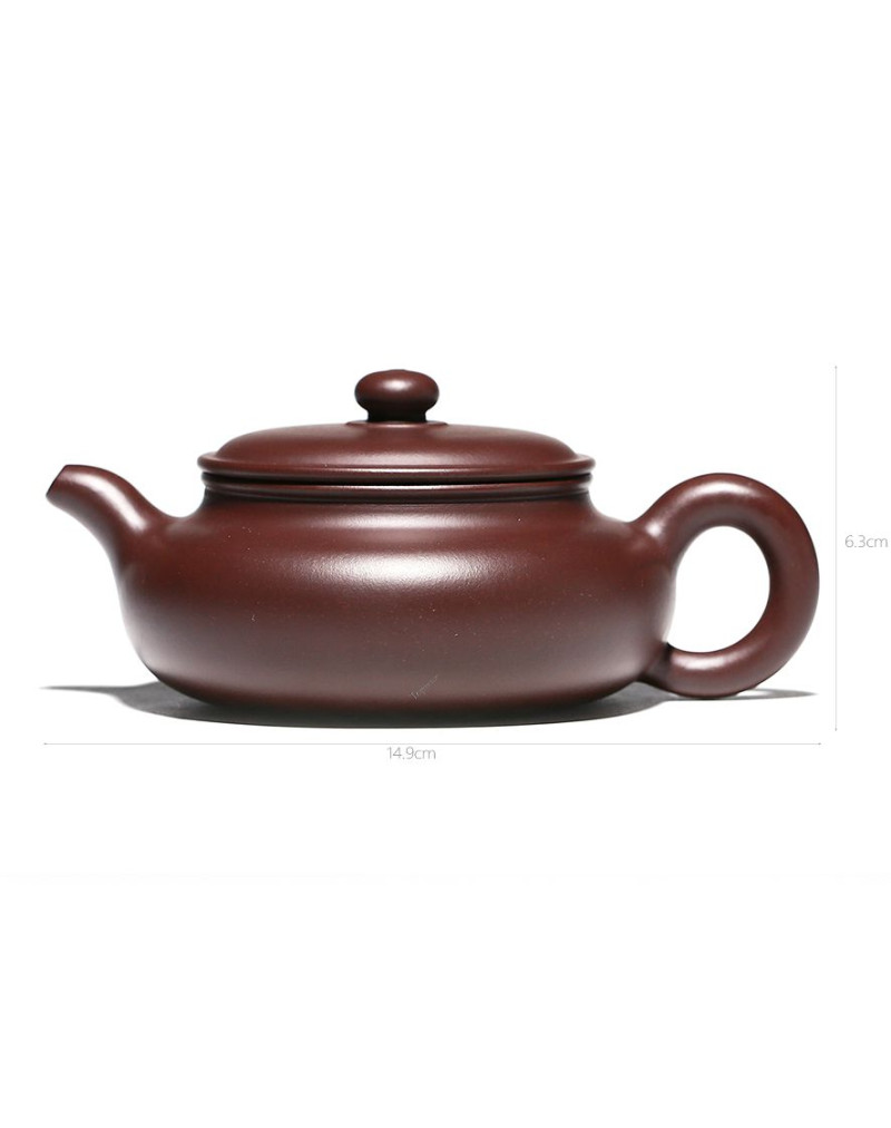 Wide Lid Flat Belly Purple Clay Tea Pot