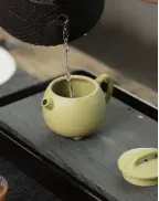 Small Green Clay Zi Sha Stone Pier Tea Pot