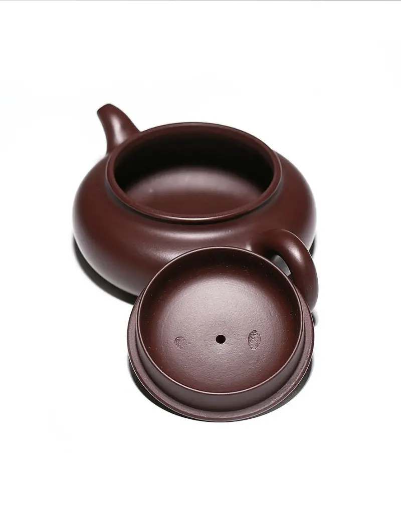 Wide Lid Flat Belly Purple Clay Tea Pot