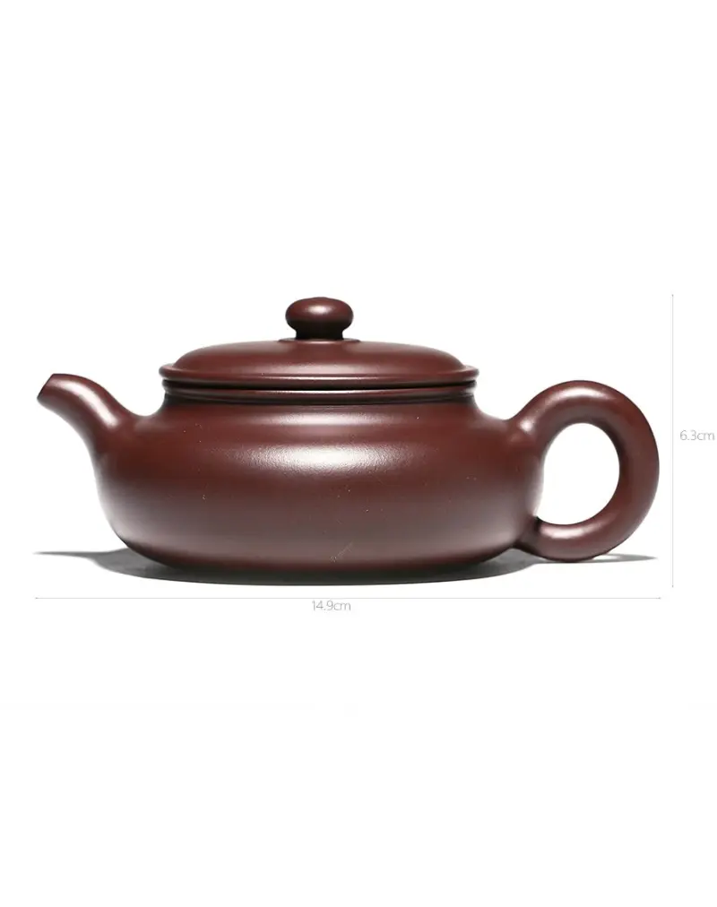 Wide Lid Flat Belly Purple Clay Tea Pot