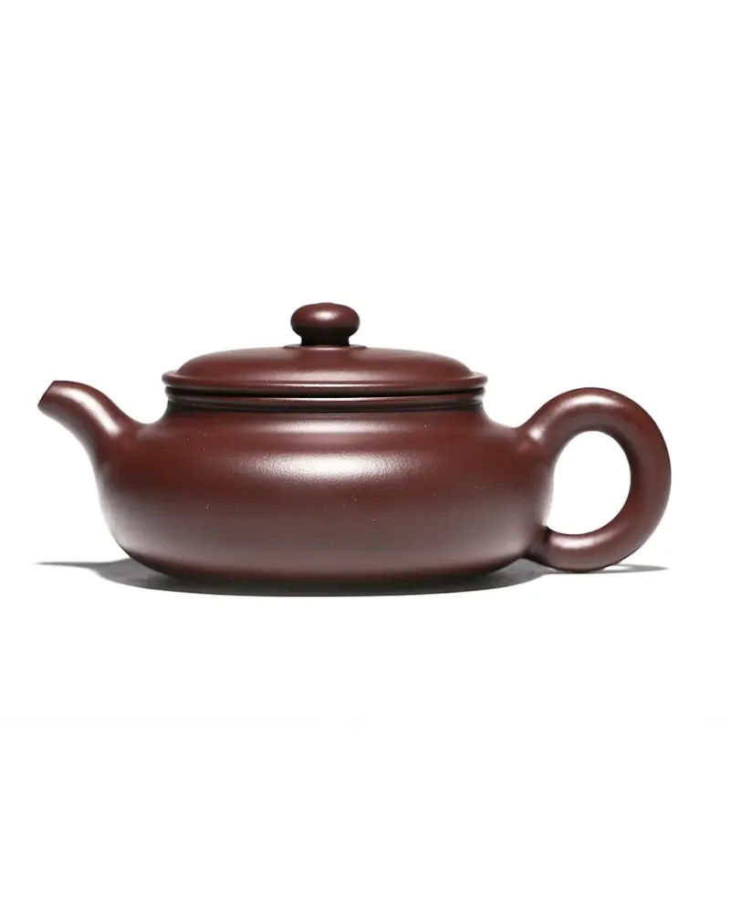Wide Lid Flat Belly Purple Clay Tea Pot